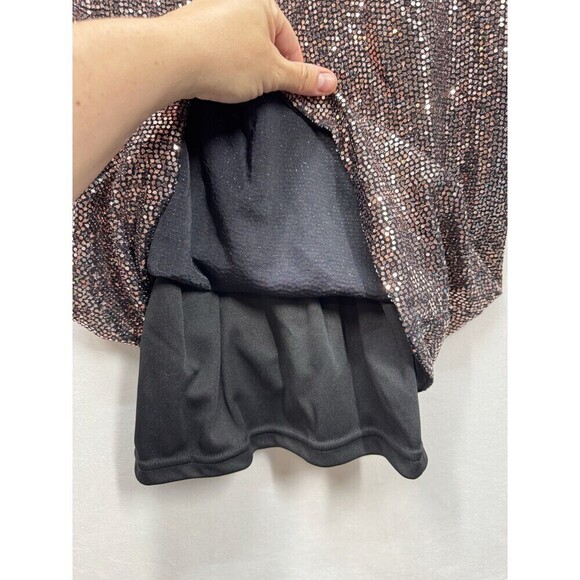 Joseph Ribkoff Shimmer Sheath Dress Size 6 Rose Gold Flare Long Sleeve Party - Picture 5 of 12